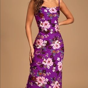 Floral Silk Purple Dress